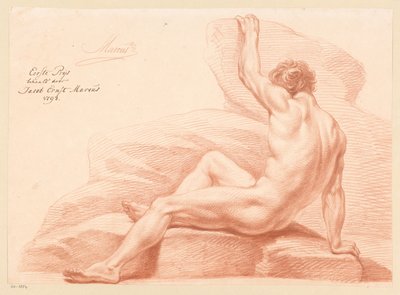 Sitzender männlicher Akt, seitlich gesehen (1. Preis 1798) von Jacob Ernst Marcus