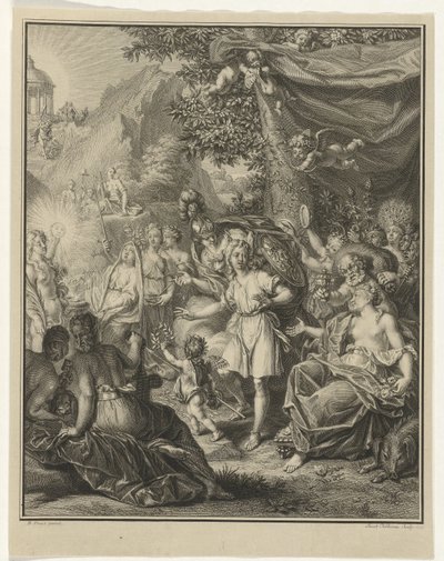 Allegorische Darstellung mit Telemachus und Minerva von Jacob Folkema