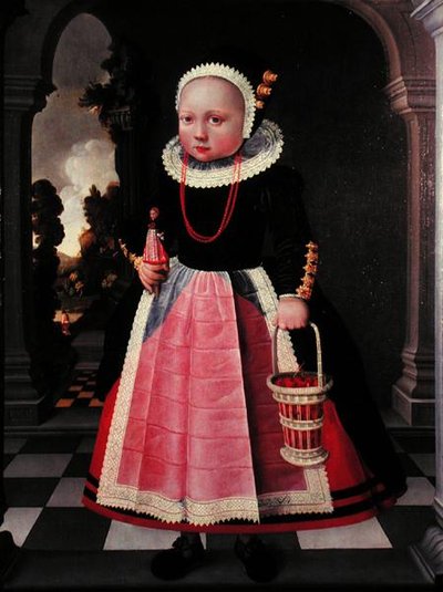 Porträt eines kleinen Mädchens, das eine Puppe und einen Korb hält von Jacob Gerritsz Cuyp