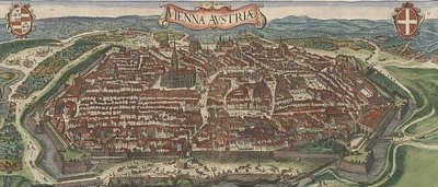 Vogelperspektive von Wien von Norden, 1609 von Jacob Hoefnagel