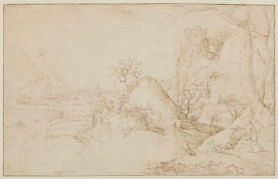 Landschaft mit zwei Bauern und einem Hund, ca. 1525-69 von Jacob I Savery