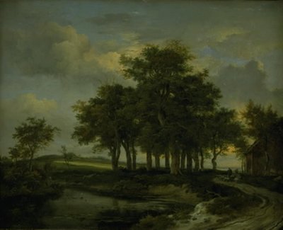 Eichenbäume an einer Straße, Abend von Jacob van Ruisdael