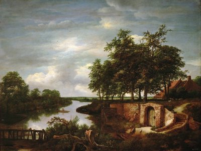 Flusslandschaft mit Kellereingang von Jacob van Ruisdael