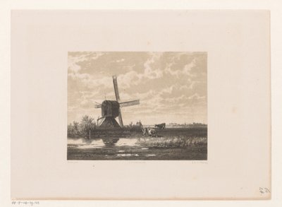 Landschaft mit Mühle am Wasser von Jacob Jan van der Maaten