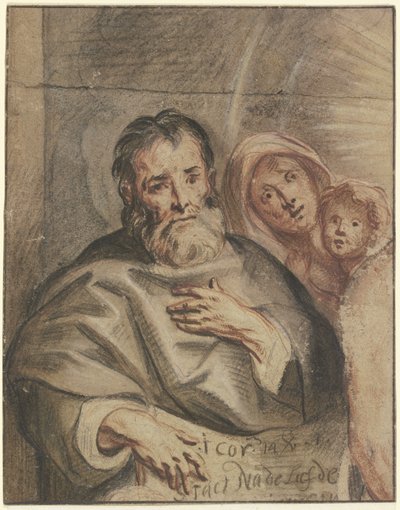 Alter Mann mit junger Frau und Kleinkind (Heilige Familie?) von Jacob Jordaens