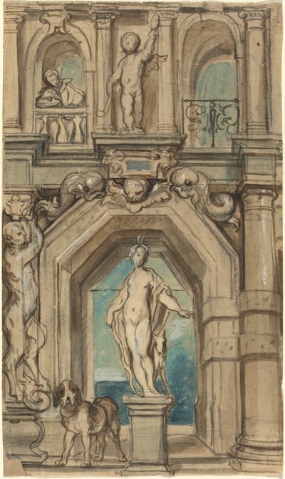 Entwurf für eine Wanddekoration [recto] von Jacob Jordaens