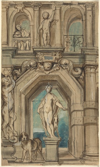 Entwurf für eine Wanddekoration [recto] von Jacob Jordaens