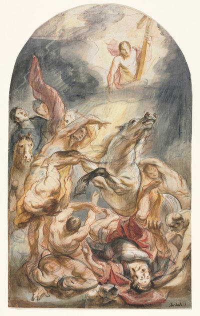 Die Bekehrung des Saulus mit Christus und dem Kreuz, um 1645-1647 von Jacob Jordaens