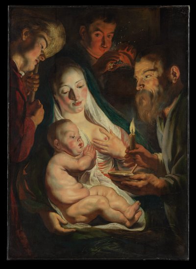 Die Heilige Familie mit Hirten von Jacob Jordaens