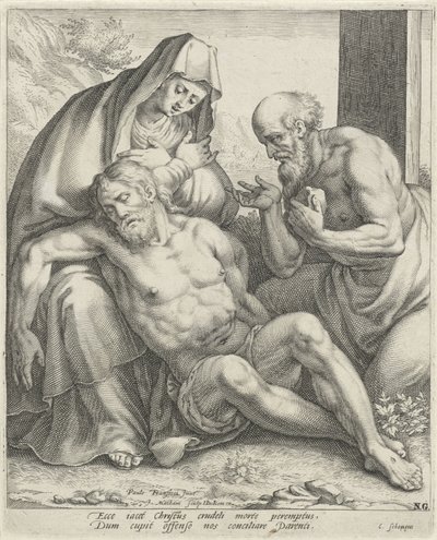 Beweinung Christi durch Maria und Hl. Hieronymus von Jacob Matham
