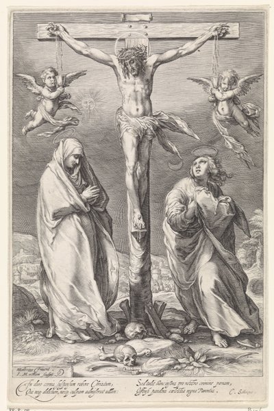 Christus am Kreuz mit Johannes und Maria von Jacob Matham