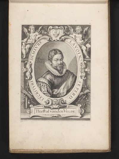 Porträt von Jan van den Velde im Alter von 36 Jahren (Spieghel der Schreibkunst) von Jacob Matham
