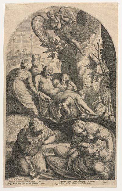 Die Jünger Christi tragen seinen Körper zum Grab, 1594 von Jacob Matham