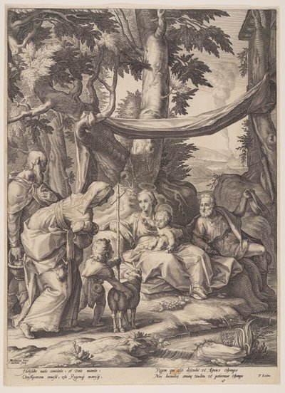 Die Heilige Familie mit den Heiligen Elisabeth, Zacharias und Johannes von Jacob Matham