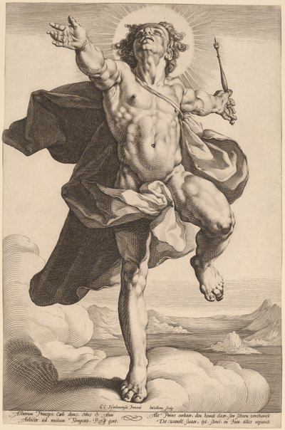 Apollo als Sol von Jacob Matham, after Cornelis Cornelisz van Haarlem
