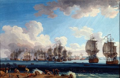 Die Seeschlacht von Chesma am 5. Juli 1770, 18. Jahrhundert von Jacob Philip Hackert