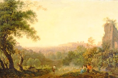 Ein Blick auf Rom mit Bauern und Ruinen von Jacob Philippe Hackert