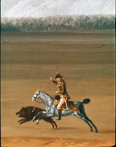 Ferdinand IV. jagt Wildschweine auf dem Anwesen von Cassano Detail Gemälde von Jakob Philipp Hackert (1737-1807) 18. Jahrhundert Neapel Museo Nazionale di Capodimonte von Jacob Philippe Hackert
