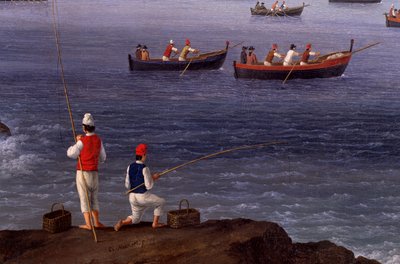 Die Bucht von Neapel bei Santa Lucia mit den aus Algier zurückkehrenden Flotten von Jacob Philippe Hackert