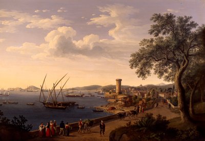 Der Hafen von Gaeta, der Pier und die Festung von Jacob Philippe Hackert