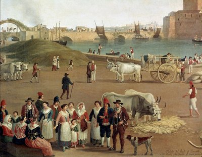 Blick auf den Hafen von Taranto (Detail) von Jacob Philippe Hackert