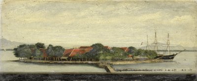 Ansicht der Insel Kuiper in der Bucht von Batavia von Jacob Pieter Mercier