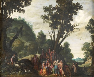 Die Begegnung von Jakob und Esau (Genesis 33) von Jacob Symonsz Pynas (attributed to)