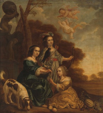 Porträt von Geertruyt, Margriet und Anna Delff, die Töchter des Künstlers (Porträt von drei kleinen Mädchen in einer Landschaft) von Jacob Willemsz. Delff (II)