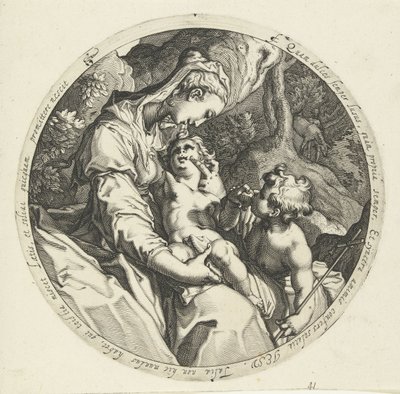 Maria mit Christuskind und Johannes dem Täufer von Jacob de Gheyn (II) (workshop of)