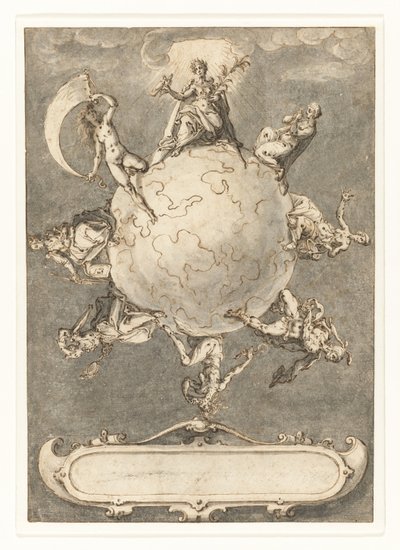 Entwurf für den letzten Druck in der Reihe Omnium rerum vicissitudo est von Jacob de Gheyn (II)