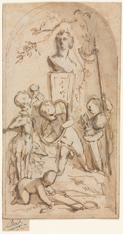 Büste der Diana mit Putti und Jagdattributen von Jacob de Wit