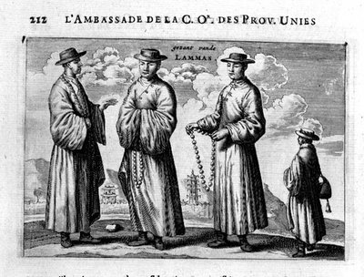 Lamas von China, aus einem Bericht einer niederländischen Gesandtschaft nach China von Jacob van Meurs