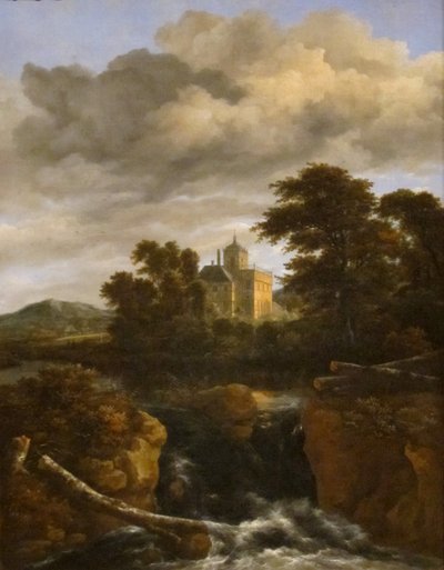 Wasserfall vor einem Schloss von Jacob van Ruisdael