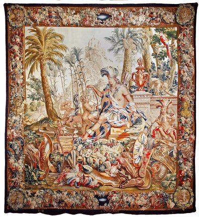 Wandteppich von Amerika, Ende des 17. Jahrhunderts von Jacob van der Borcht