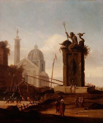 Ein italienisches Capriccio in einem Mittelmeerhafen von Jacob van der Ulft
