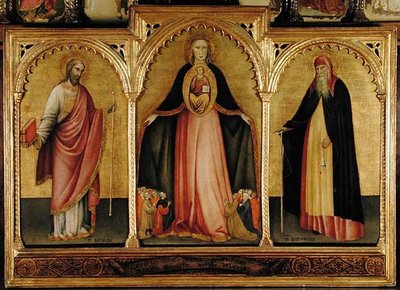 Jungfrau und Kind mit St. Jakobus dem Älteren und St. Antonius (Tempera auf Holz) von Jacobello del Fiore
