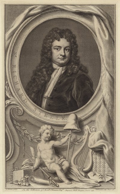 Sir Richard Steele, irischer Schriftsteller, Dramatiker und Politiker und Mitbegründer des Tatler-Magazins (Stich) von Jacobus Houbraken