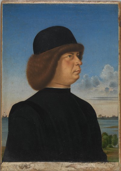 Porträt von Alvise Contarini(?); (verso) Ein angebundener Rehbock von Jacometto Veneziano