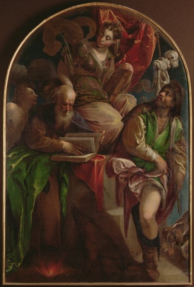 St. Justina von Padua auf dem Thron mit St. Sebastian, St. Antonius Abt und St. Rochus, ca. 1557-60 von Jacopo Bassano