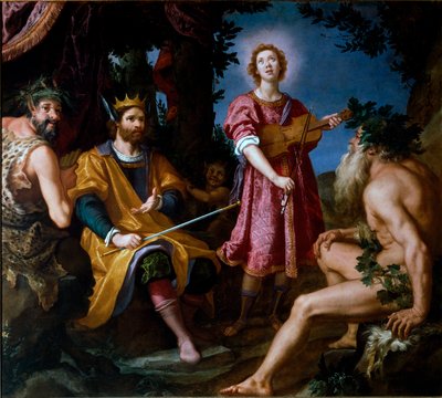 Das Urteil des Midas, zwischen dem Satyr Marsyas und Apollo von Jacopo Chimenti Empoli