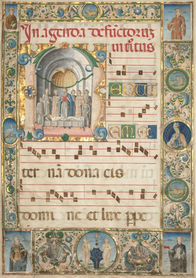 Blatt aus einem Graduale: Initiale (R) mit Messe für die Toten (recto) von Jacopo Filippo d