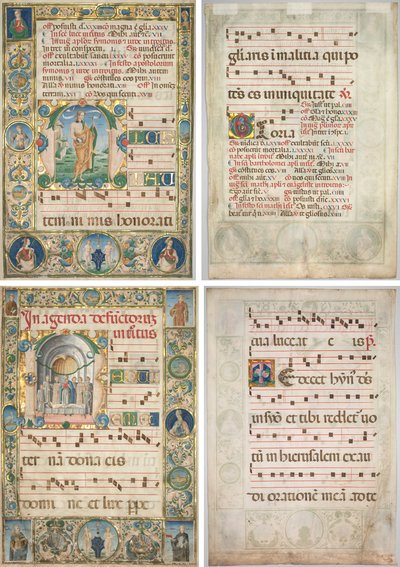 Paar von Gradualen: Initiale (M) mit St. Andreas (recto) und Messe für die Toten (recto) von Jacopo Filippo d