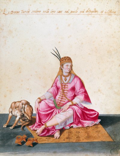 Türkische Frau mit Hund, Zeichnung von Jacopo Ligozzi von Jacopo Ligozzi
