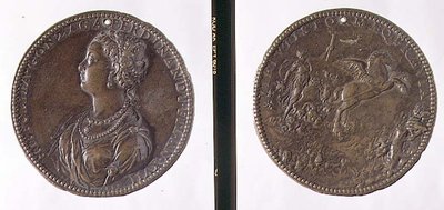 Porträtmedaille, Vorderseite zeigt Hippolytus Gonzaga, Rückseite möglicherweise Juno auf ihrem Wagen von Jacopo Nizzola da Trezzo