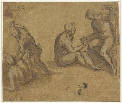 Adam und Eva unter dem Baum und Kain, der Abel tötet von Jacopo Palma (il Giovane)