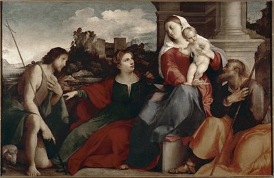 Heilige Familie mit St. Katharina von Siena und St. Johannes dem Täufer von Jacopo Palma