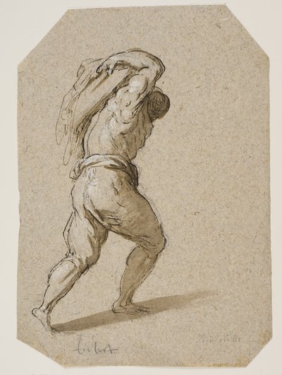 Mann trägt eine schwere Last auf dem Rücken von Jacopo Palma