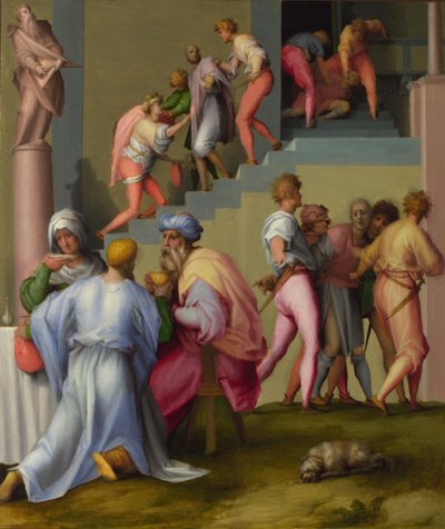 Pharao mit seinem Butler und Bäcker aus Szenen aus der Geschichte von Joseph, ca. 1515 von Jacopo Pontormo