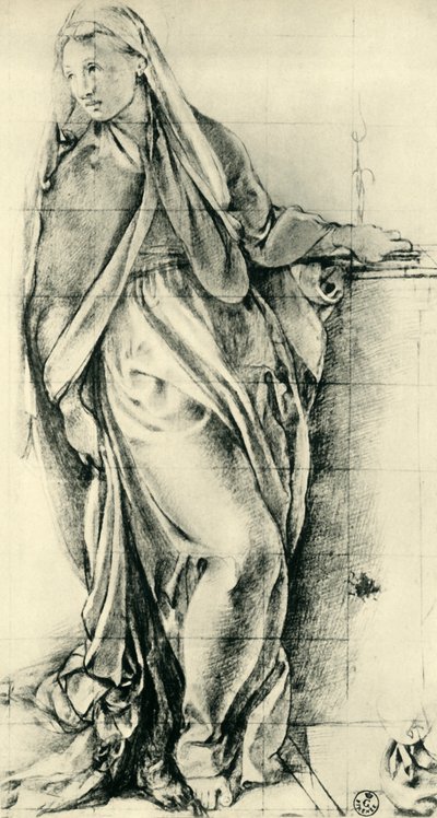 Skizze der Jungfrau Maria für eine Verkündigung, Mitte des 16. Jahrhunderts, 1943 von Jacopo Pontormo