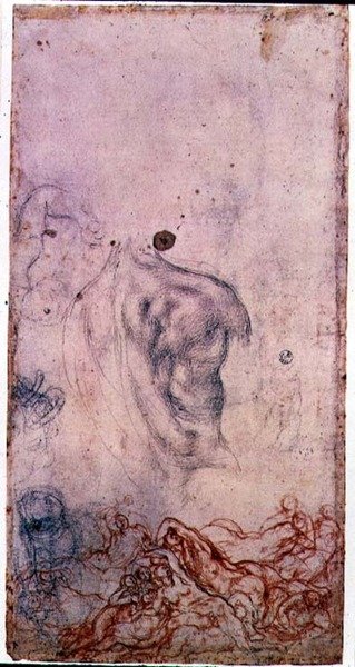 Studie für ein Porträt von Cosimo I Giovinetto mit anderen Studien von sich windenden Körpern von Jacopo Pontormo